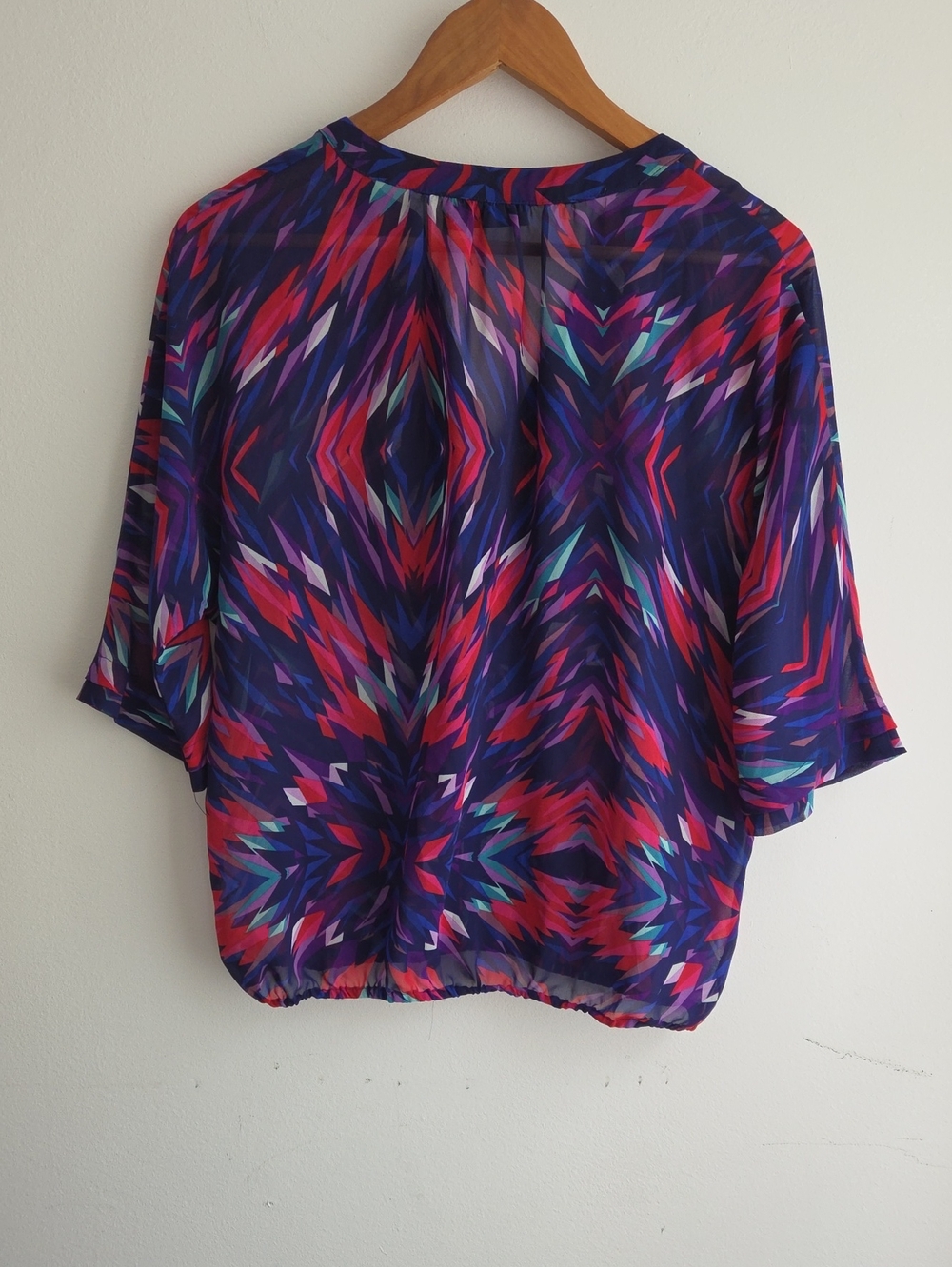 a.n.a Multicolor Geometric V-Neck Blouse - Purple & Pink & Teal - Picture 6 of 10